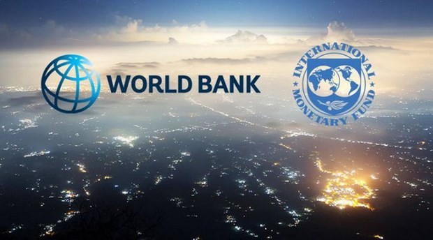 Logo của Quỹ Tiền tệ Quốc tế (IMF) và Ngân hàng Thế giới (WB). (Nguồn: businessamlive).