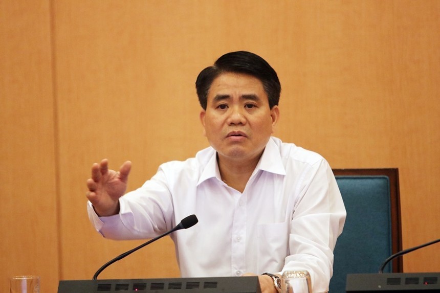 Chủ tịch UBND Hà Nội Nguyễn Đức Chung tại cuộc họp chiều 3/4.
