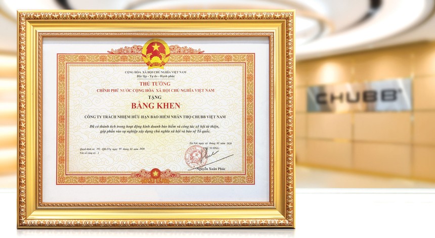 Những nỗ lực bền bỉ trong suốt 15 năm đã được công nhận, khi Chubb Life Việt Nam vừa vinh dự đón nhận Bằng khen của Thủ tướng Chính phủ trao tặng vì các thành tích trong hoạt động kinh doanh bảo hiểm và những đóng góp tích cực cho cộng đồng, góp phần vào sự nghiệp xây dựng đất nước.