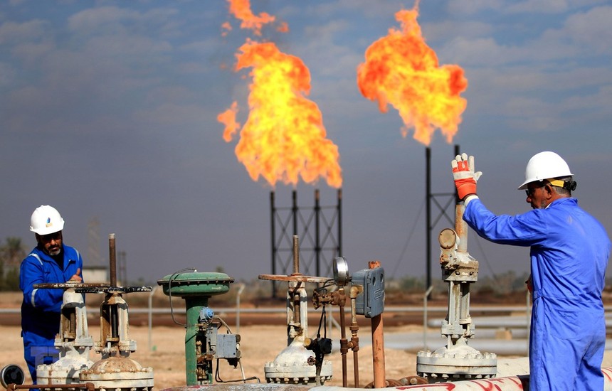 Cơ sở khai thác khí đốt tự nhiên Bin Omar của Công ty dầu khí Basra ở cảng miền Nam Iraq. (Ảnh: AFP/TTXVN).