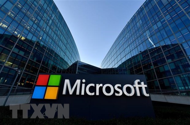 Biểu tượng Microsoft tại ngoại ô Paris, Pháp. (Nguồn: AFP/TTXVN).