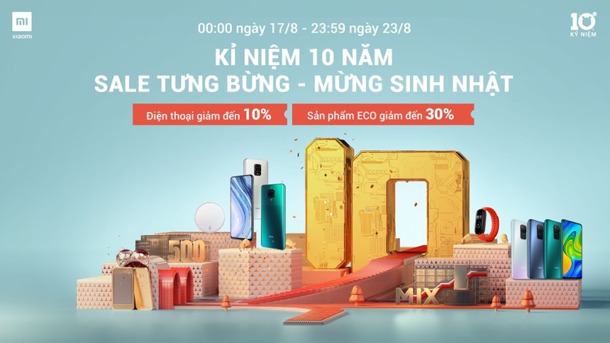 Mừng sinh nhật 10 tuổi, Xiaomi gửi lời tri ân đến khách hàng thông qua chiến dịch “Sales tưng bừng, mừng sinh nhật“