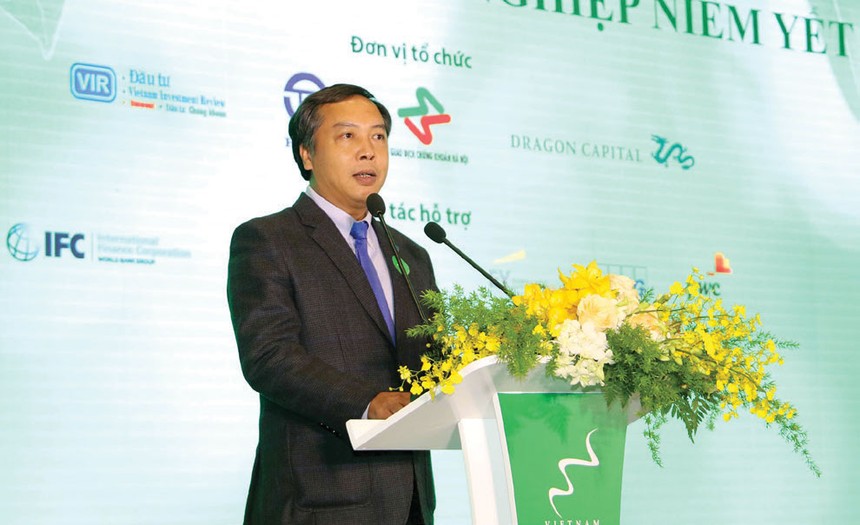 Ông Lê Trọng Minh, Tổng biên tập Báo Đầu tư, đồng Trưởng ban Tổ chức phát biểu tại Cuộc bình chọn Doanh nghiệp niêm yết 2019.