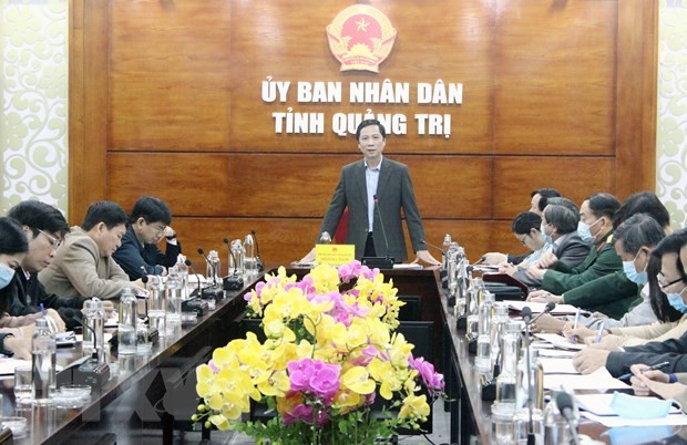 Ông Hoàng Nam, Phó chủ tịch UBND tỉnh Quảng Trị, phát biểu tại buổi họp. (Ảnh: Thanh Thủy/TTXVN).