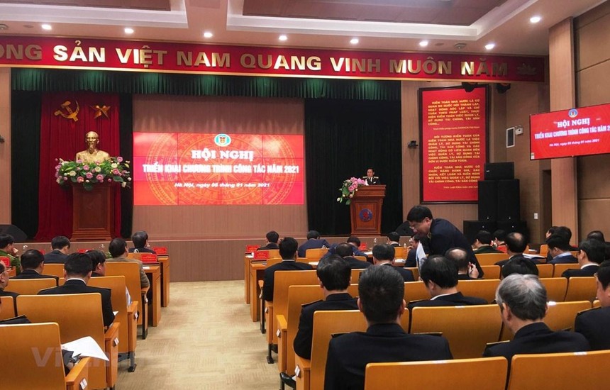 Hội nghị triển khai công tác Kiểm toán Nhà nước năm 2021, ngày 5/1. (Ảnh: PV/Vietnam+).