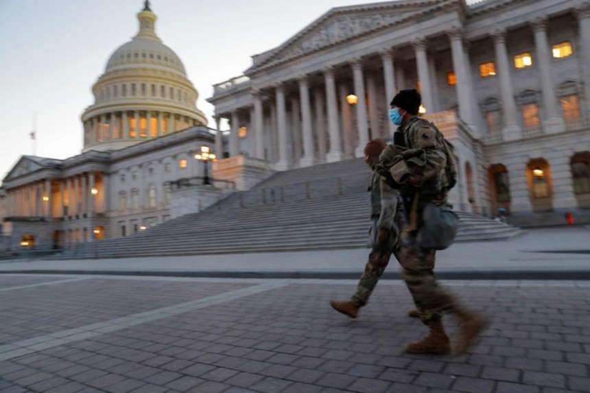 An ninh tại thủ đô Mỹ được tăng cường nghiêm ngặt nhất trước sự kiện nhậm chức của ông Biden. Ảnh: Reuters.
