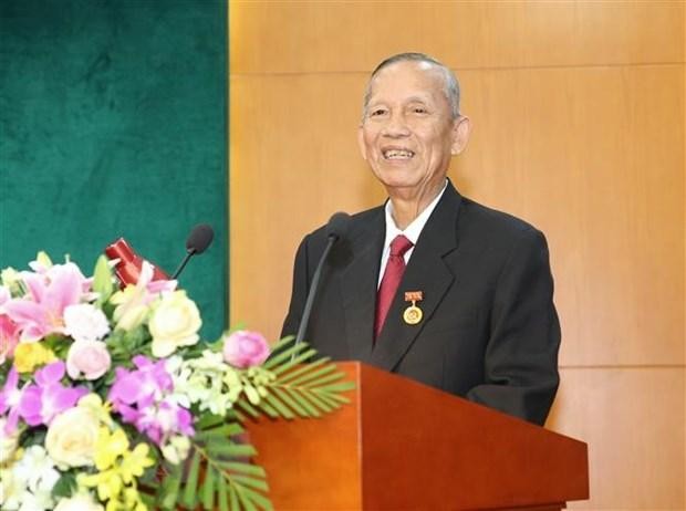 Nguyên Phó Thủ tướng Chính phủ, nguyên Trưởng Ban Nội chính Trung ương Trương Vĩnh Trọng phát biểu tại lễ trao tặng Huy hiệu 50 tuổi Đảng. (Ảnh: Doãn Tấn/TTXVN).
