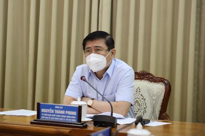 Chủ tịch UBND TPHCM Nguyễn Thành Phong chủ trì buổi họp của Ban Chỉ đạo phòng, chống Covid-19 TPHCM.