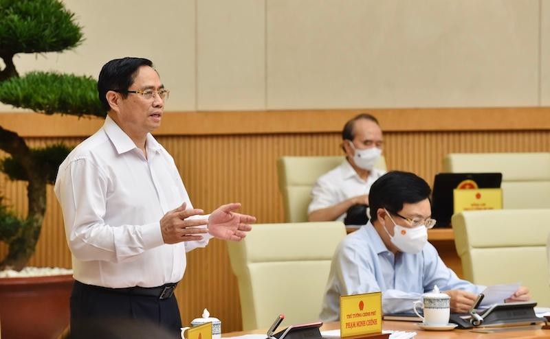 Thủ tướng Phạm Minh Chính chủ trì phiên họp Chính phủ thường kỳ tháng 6/2021 (Ảnh: Nhật Bắc).