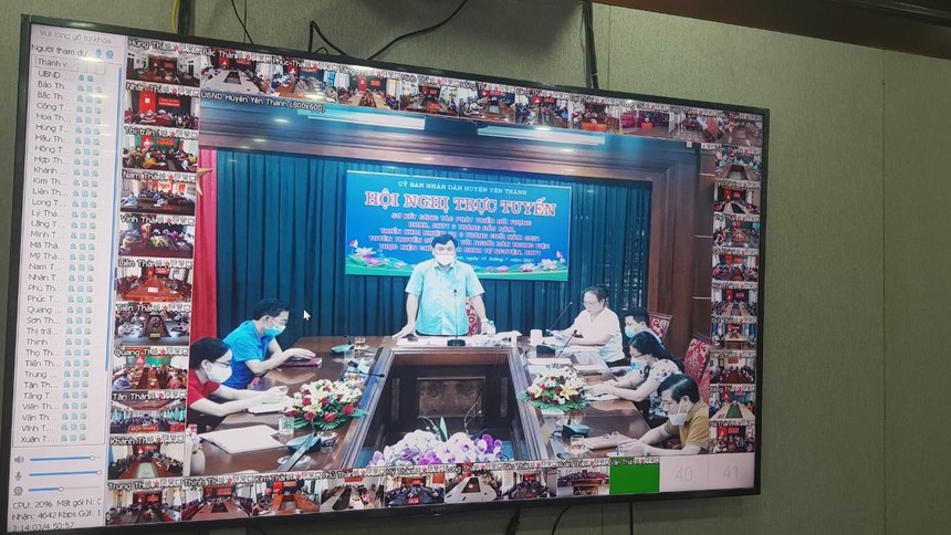 Hội nghị trực tuyến tuyên truyền, đối thoại chính sách BHXH, BHYT của huyện Yên Thành với người dân (nguồn: BHXH huyện Yên Thành).