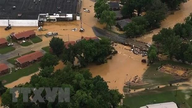 Cảnh ngập lụt tại Waverly, bang Tennessee, Mỹ ngày 21/8/2021. (Ảnh: Sky 5/TTXVN).