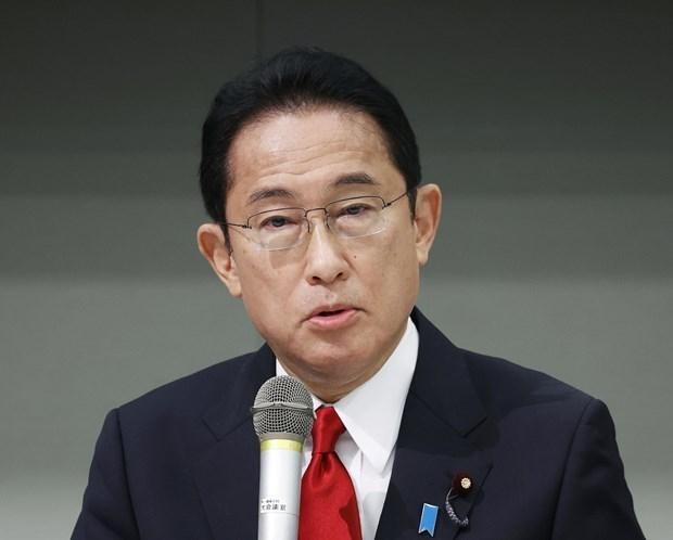 Ông Fumio Kishida trong phiên thảo luận trực tuyến tại trụ sở của đảng ở Tokyo, ngày 22/9/2021. (Ảnh: Kyodo/TTXVN).