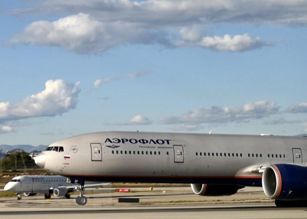 Máy bay của hãng hàng không Nga Aeroflot cất cánh từ sân bay quốc tế Los Angeles, Mỹ, ngày 22/2/2022. (Ảnh: AFP/ TTXVN).