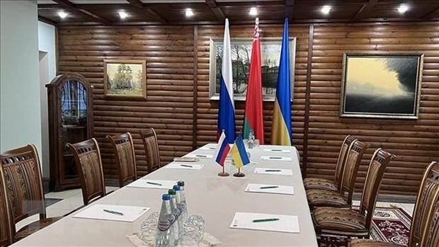 Quang cảnh chuẩn bị một cuộc gặp giữa quan chức Nga và Ukraine tại Thổ Nhĩ Kỳ. (Ảnh: AA/TTXVN).