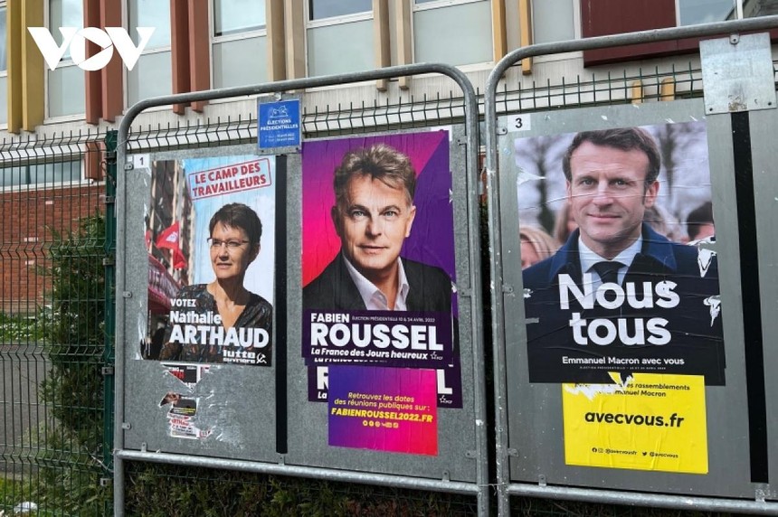 Hình ảnh các ứng cử viên trong bầu cử Tổng thống Pháp 2022. Ảnh: VOV.