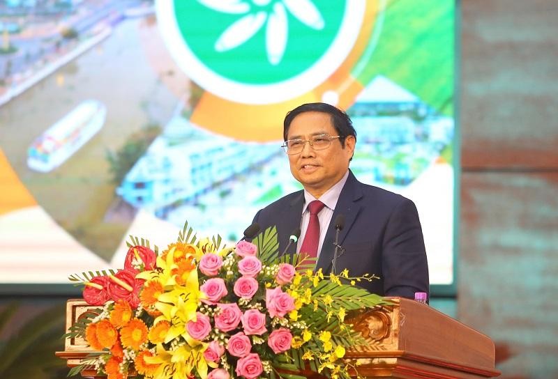 Thủ tướng Chính phủ Phạm Minh Chính phát biểu tại Hội nghị xúc tiến đầu tư tỉnh Hậu Giang năm 2022.