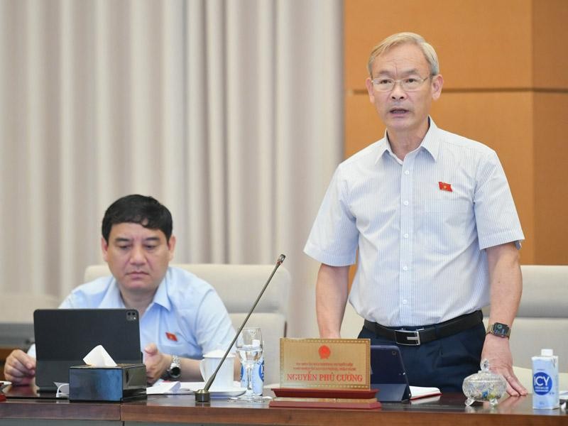 Chủ nhiệm Ủy ban Tài chính - Ngân sách Nguyễn Phú Cường phát biểu tại phiên thảo luận.