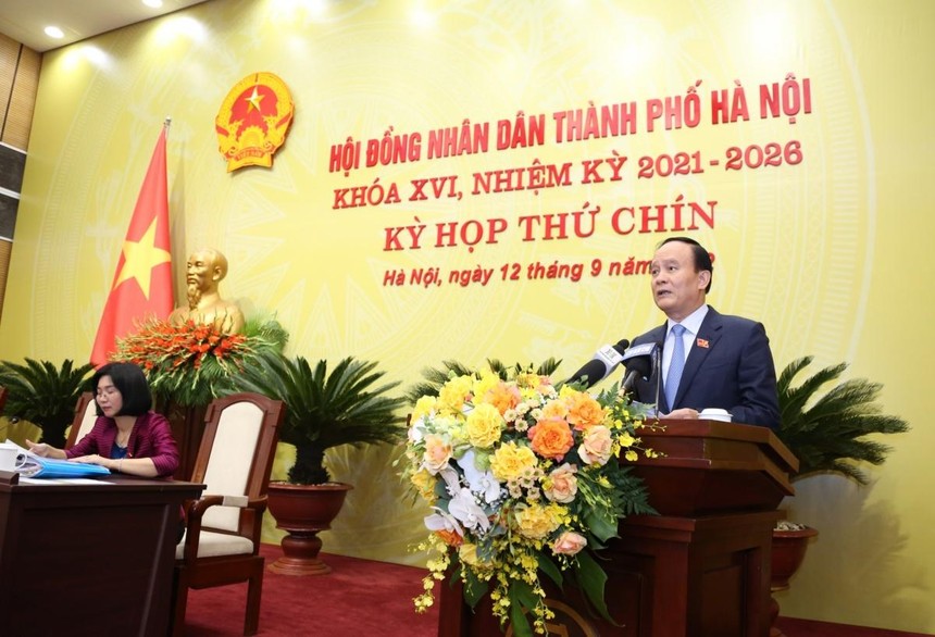 Chủ tịch HĐND Thành phố Hà Nội Nguyễn Ngọc Tuấn phát biểu kết thúc kỳ họp thứ 9, HĐND Thành phố khoá XVI.