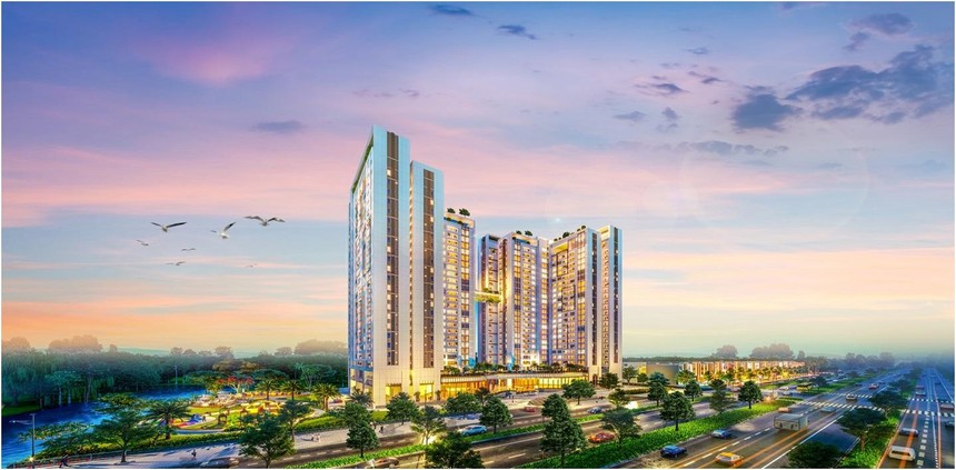 Phối cảnh tháp đôi căn hộ cao cấp đầu tiên Essensia Sky của quần thể Essensia Nam Sài Gòn. Ảnh: Tange Associates