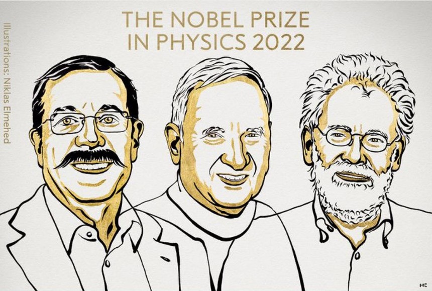 Ba nhà khoa học Alain Aspect (Pháp), John F. Clauser (Mỹ) và Anton Zeilinger (Áo) được trao giải Nobel Vật lý 2022.