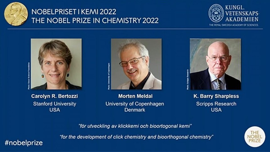 Chân dung 3 nhà khoa học đoạt giải Nobel Hóa học 2022. Ảnh: Nobel Prize.
