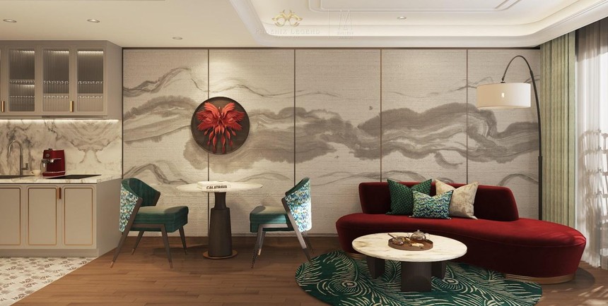 Yếu tố văn hóa bản địa thể hiện trong thiết kế nội thất căn hộ Phoenix Legend – MGallery (Ảnh: Phoenix Legend).