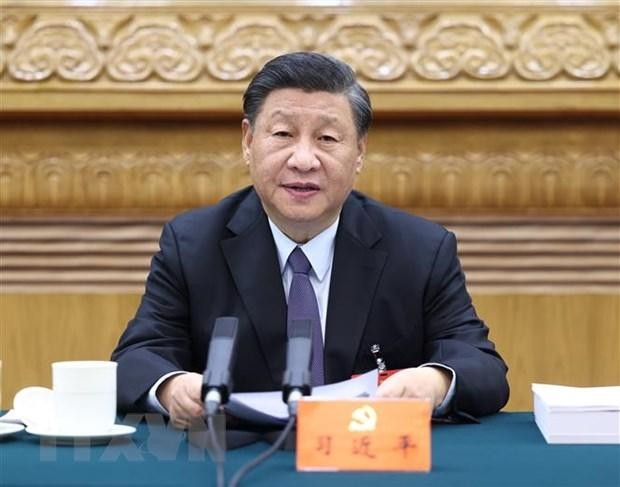 Tổng Bí thư Ban Chấp hành Trung ương Đảng Cộng sản Trung Quốc Tập Cận Bình chủ trì phiên họp thứ 3 của Đoàn Chủ tịch Đại hội Đại biểu Toàn quốc lần thứ XX của Đảng Cộng sản Trung Quốc ở Bắc Kinh ngày 21/10/2022. (Ảnh: THX/TTXVN).