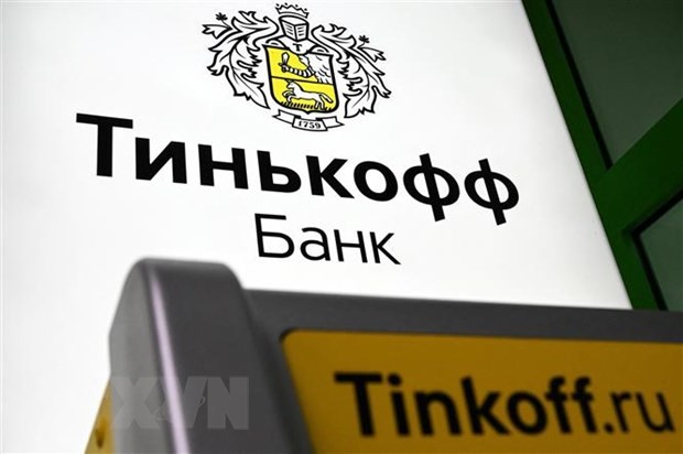 Biểu tượng ngân hàng trực tuyến Tinkoff của Nga. (Ảnh: AFP/TTXVN).