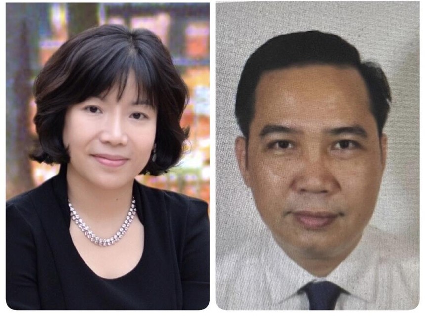 Chủ tịch Công ty AIC Nguyễn Thị Thanh Nhàn (bên trái) và Phó tổng giám đốc Trần Mạnh Hà hiện đang bỏ trốn, bị truy nã quốc tế. Ảnh: BCA.