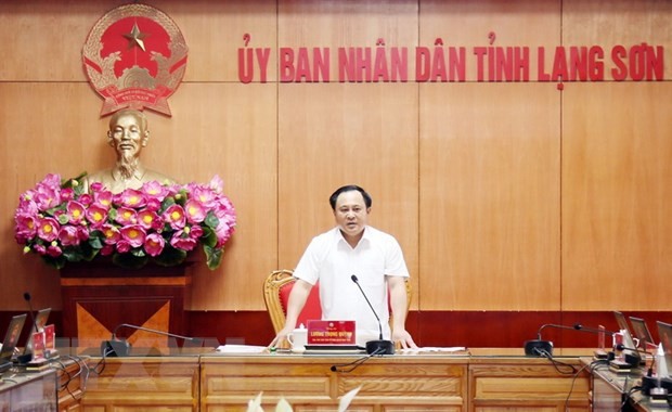 Phó Chủ tịch Ủy ban Nhân dân tỉnh Lạng Sơn Lương Trọng Quỳnh phát biểu chỉ đạo. (Ảnh: Thái Thuần/TTXVN).