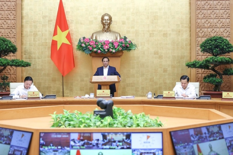 Thủ tướng Chính phủ Phạm Minh Chính chủ trì Hội nghị trực tuyến với các địa phương hồi tháng 6/2023. (Ảnh: VGP)