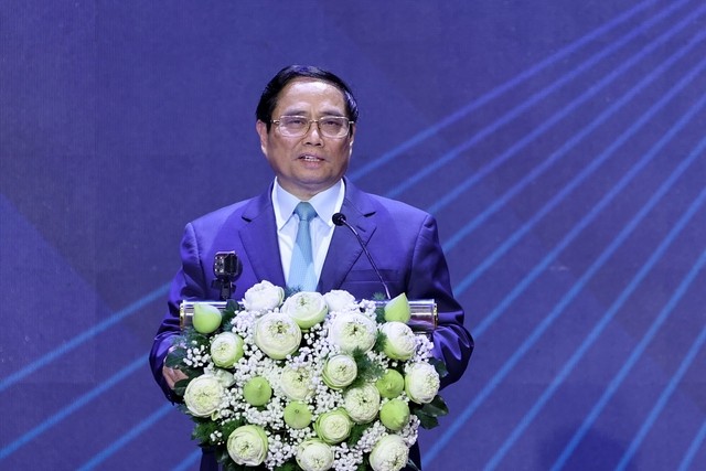 Thủ tướng Phạm Minh Chính phát biểu chỉ đạo tại Hội nghị công bố quy hoạch và xúc tiến đầu tư tỉnh Long An diễn ra sáng 25/7 - Ảnh: VGP.