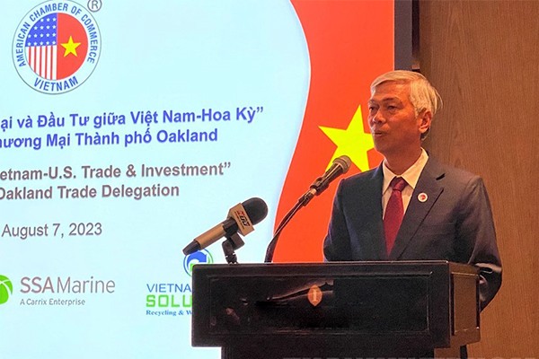 Phó chủ tịch UBND TP.HCM Võ Văn Hoan phát biểu tại chương trình thảo luận về thương mại và đầu tư Việt Nam - Hoa Kỳ.