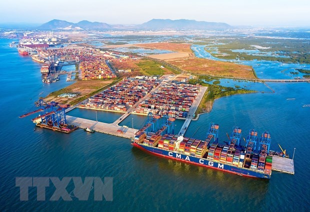 Tàu container cập Cảng Quốc tế Gemalink, Bà Rịa-Vũng Tàu. (Ảnh: Hồng Đạt/TTXVN)
