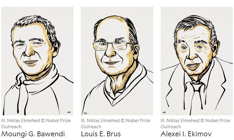 Chân dung ba nhà khoa học người Mỹ vừa giành giải Nobel Hóa học 2023. Ảnh: Nobelprize.