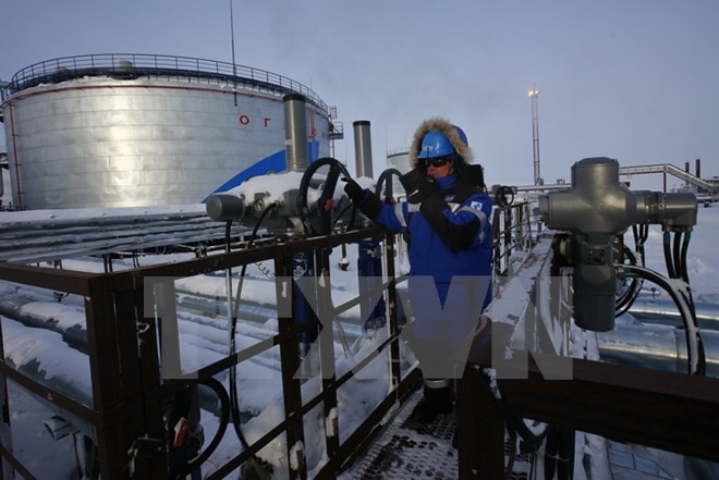 Khu vực khai thác ở mỏ dầu Novoprtovskoye thuộc tập đoàn khai thác dầu khí Gazprom của Nga ở khu tự trị Yamalo-Nenets. (Nguồn: AFP/TTXVN)