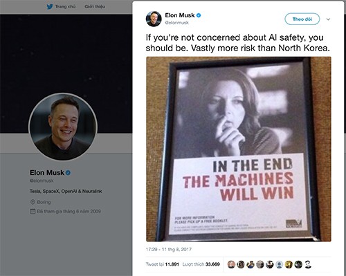 Lời cảnh báo mới của Musk về tính an toàn của trí tuệ nhân tạo.