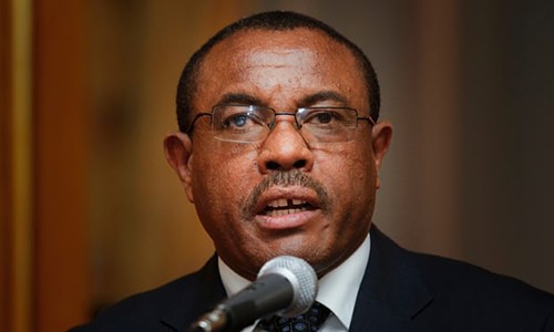 Thủ tướng Ethiopia thông báo từ chức trên truyền hình hôm qua. Ảnh: Guardian.