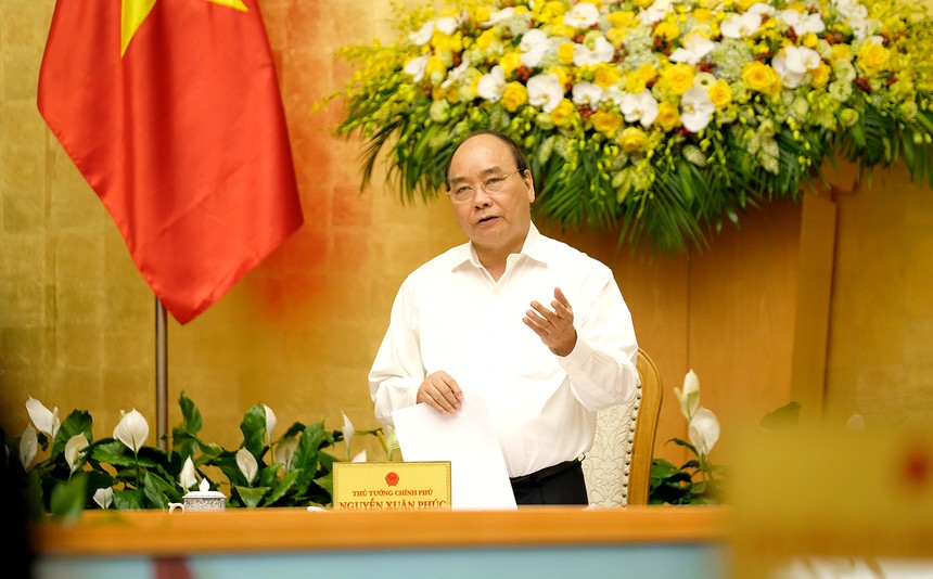 Thủ tướng Nguyễn Xuân Phúc phát biểu kết luận phiên họp Chính phủ thường kỳ tháng 3/2018. Ảnh: VGP/Quang Hiếu