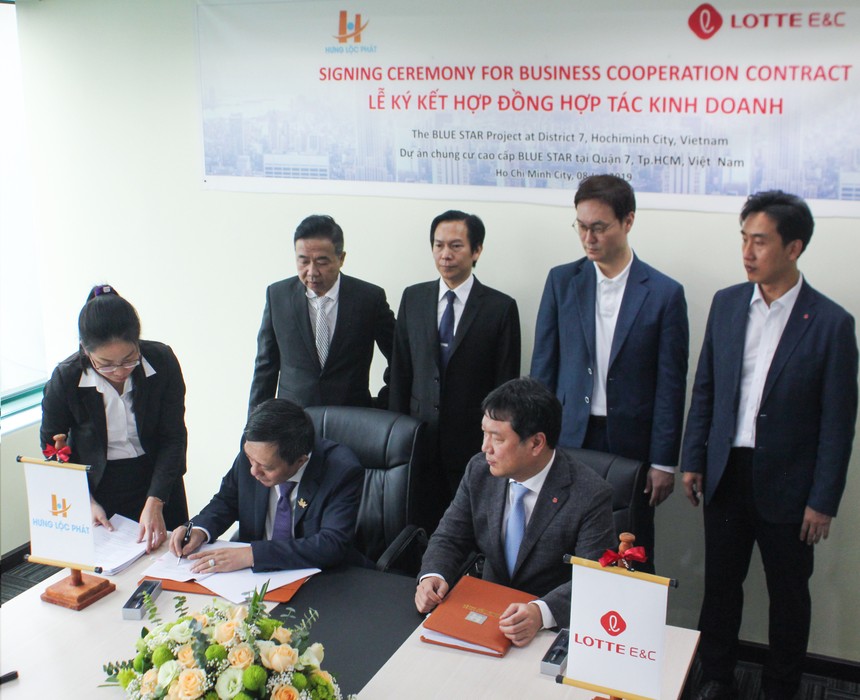 Toàn cảnh lễ ký kết giữa Hưng Lộc Phát Corp và Công ty Lotte E & C