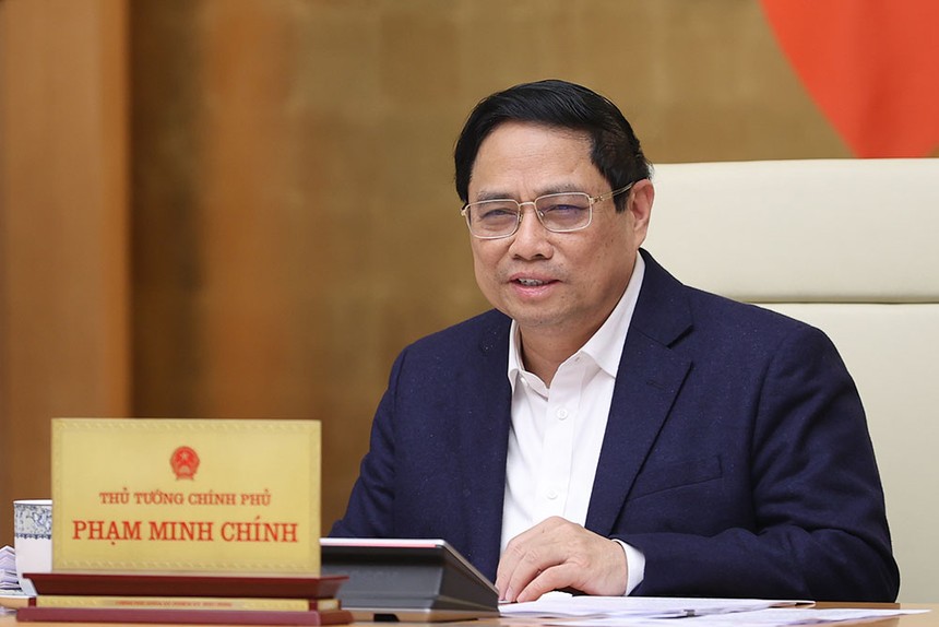 Thủ tướng Chính phủ Phạm Minh Chính chủ trì Phiên họp chuyên đề về xây dựng pháp luật tháng 12/2023. (Ảnh: VGP)