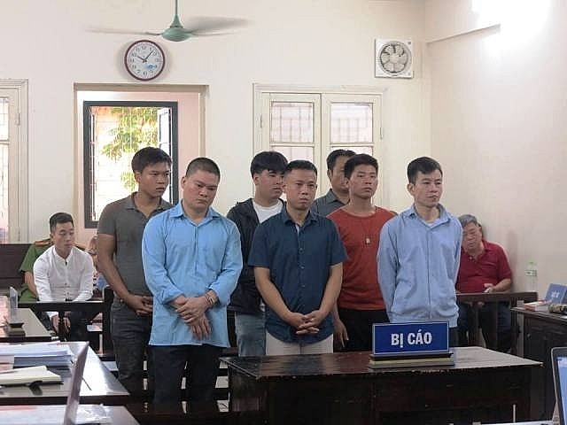 Các bị cáo tại phiên tòa năm 2018.