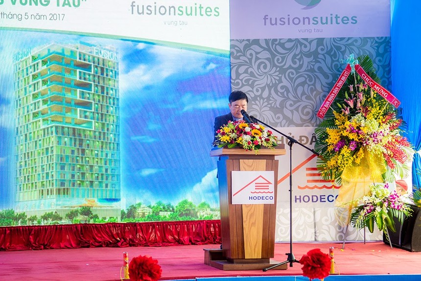 Ông Đoàn Hữu Thuận - Chủ tịch HĐQT kiêm Tổng giám đốc Công cy phát biểu tại Lễ khởi công Dự án Fusion suites Vũng Tàu