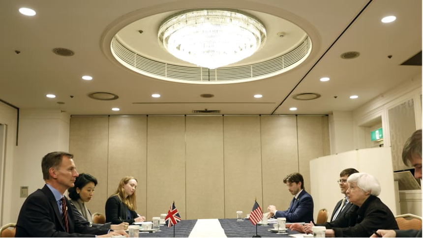 Bên lề cuộc họp của các Bộ trưởng Tài chính và Thống đốc Ngân hàng Trung ương G7 tại Niigata, Nhật Bản vào ngày 13/5/2023 