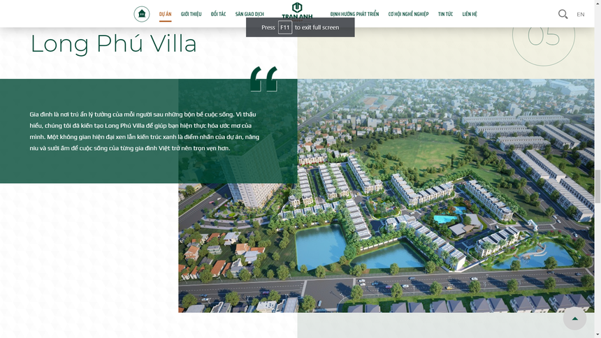 Dự án Long Phú Villa được Trần Anh Group giới thiệu và chào bán trên Web của doanh nghiệp này.