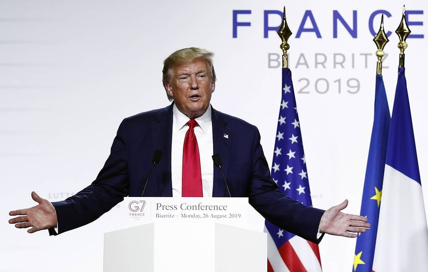 Tổng thống Mỹ Donald Trump tại Hội nghị thượng đỉnh Biarritz, Pháp. Ảnh: EPA-EFE