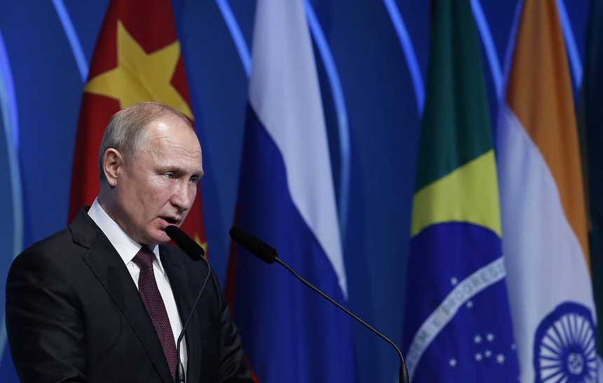 Tổng thống Nga Vladimir Putin tại Hội nghị BRICS. Ảnh: AP.