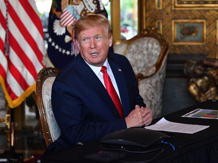 Tổng thống Mỹ Donald Trump trong buổi phóng vấn báo chí hôm 24/12 tại khu nghỉ dưỡng Mar-a-Lago, Palm Beach, Florida. Ảnh: AFP.