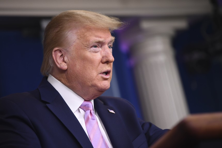 Tổng thống Mỹ Donald Trump tại cuộc họp báo chiều thứ Sáu (10/4) ở Nhà Trắng. Ảnh: Getty Images.