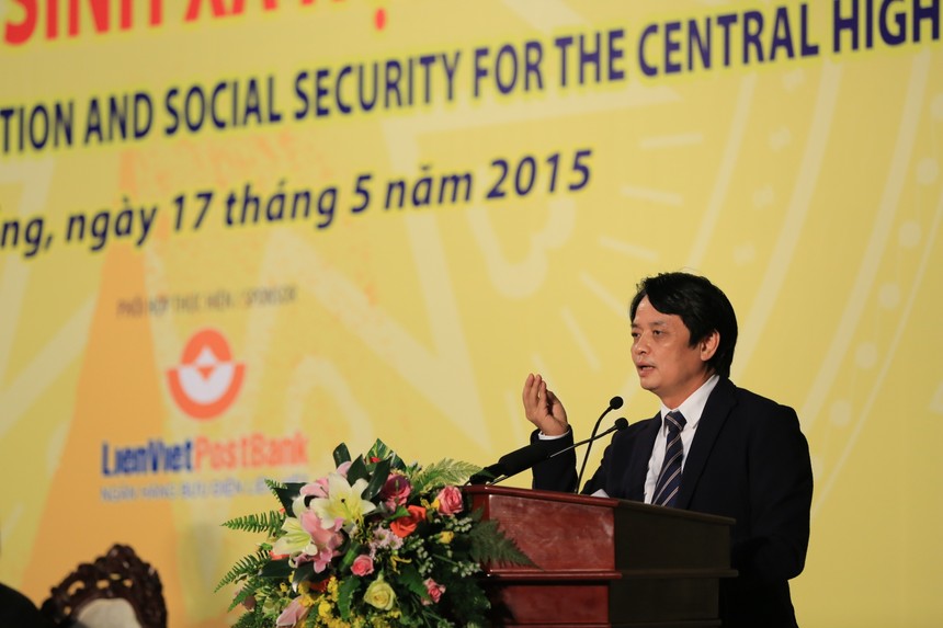 Ông Nguyễn Đức Hưởng, Phó Chủ tịch thường trực LienVietPostBank phát biểu tại Hội nghị Xúc tiến đầu tư và an sinh xã hội Tây Nguyên lần thứ 3